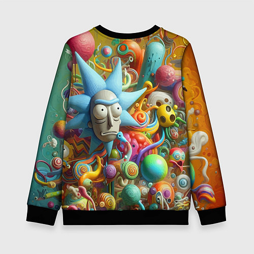 Детский свитшот Рик Санчес - абстракция / 3D-Черный – фото 2