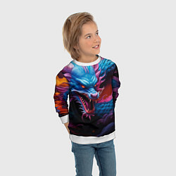 Свитшот детский Рогатый дракон, цвет: 3D-белый — фото 2