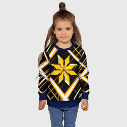 Свитшот детский Жёлто-белая звезда и полосы на чёрном фоне, цвет: 3D-синий — фото 2