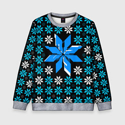 Свитшот детский Сине-белые звёзды на чёрном фоне, цвет: 3D-меланж