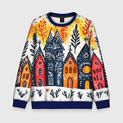 Детский свитшот Разноцветные новогодние дома