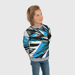 Свитшот детский Чёрно-сине-белая абстракция, цвет: 3D-меланж — фото 2
