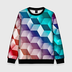 Свитшот детский Объёмные разноцветные градиентные кубы, цвет: 3D-черный