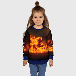 Свитшот детский Огненная лошадь, цвет: 3D-синий — фото 2