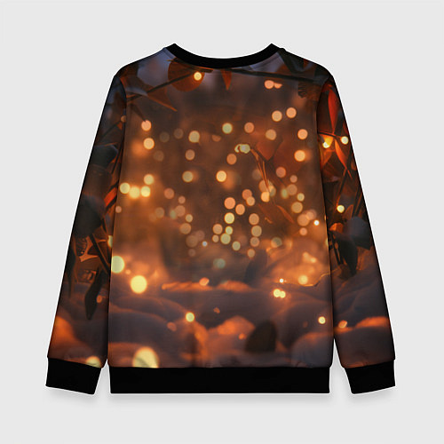 Детский свитшот Лисичка в желтых огоньках / 3D-Черный – фото 2