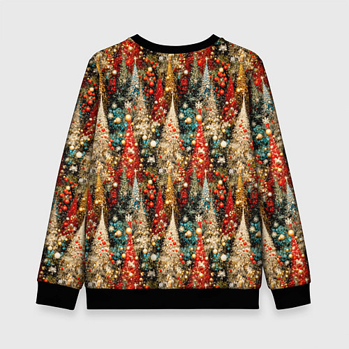 Детский свитшот Новогодний еловый лес / 3D-Черный – фото 2