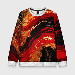 Свитшот детский Красно-золотые брызги на чёрном фоне, цвет: 3D-белый