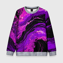 Свитшот детский Фиолетовые брызги на чёрном фоне, цвет: 3D-меланж