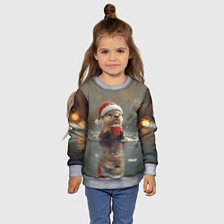Свитшот детский Новогодняя выдра с кружкой кофе, цвет: 3D-меланж — фото 2