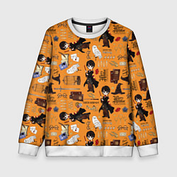 Свитшот детский Гарри Поттер паттерн, цвет: 3D-белый