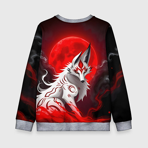 Детский свитшот Японская белая лиса / 3D-Меланж – фото 2