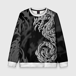 Свитшот детский Серый дракон трайбл, цвет: 3D-белый
