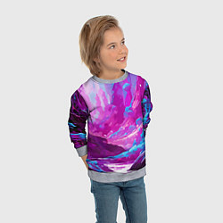 Свитшот детский Фиолетовая кислотная абстракция, цвет: 3D-меланж — фото 2
