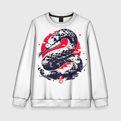 Свитшот детский Змея и иероглифы, цвет: 3D-белый