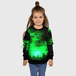 Свитшот детский Кислотный зелёный закат, цвет: 3D-черный — фото 2