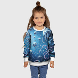 Свитшот детский Мир фантастических осьминогов, цвет: 3D-белый — фото 2