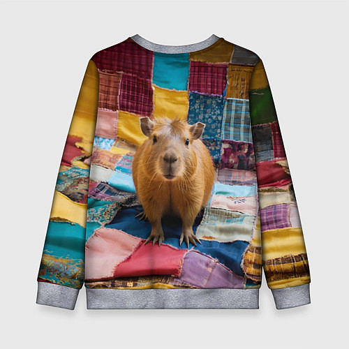 Детский свитшот Капибара и пэчворк / 3D-Меланж – фото 2