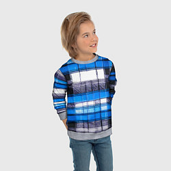 Свитшот детский Чёрные полосы на сине-белом фоне, цвет: 3D-меланж — фото 2