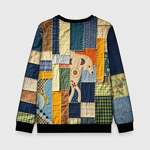 Детский свитшот Пэчворк с собакой / 3D-Черный – фото 2