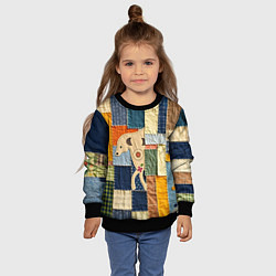 Свитшот детский Пэчворк с собакой, цвет: 3D-черный — фото 2