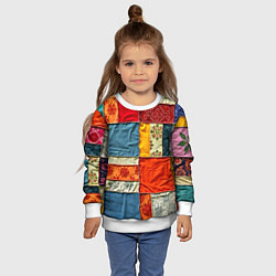 Свитшот детский Пэчворк из ярких тканей, цвет: 3D-белый — фото 2