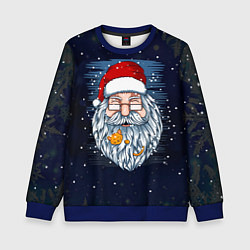 Свитшот детский Санта с котиком, цвет: 3D-синий