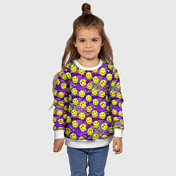 Свитшот детский Психоделические желтые смайлы, цвет: 3D-белый — фото 2