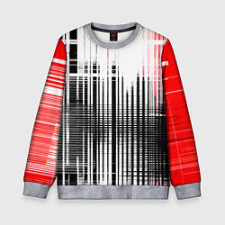 Свитшот детский Красно-чёрный гранж на белом фоне, цвет: 3D-меланж