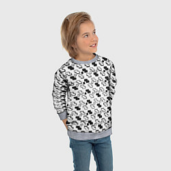 Свитшот детский Чёрно-белые фигуры на белом фоне, цвет: 3D-меланж — фото 2