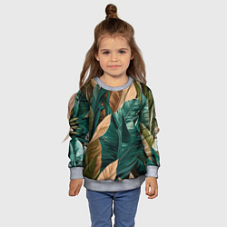Свитшот детский Крупные листья в тропиках, цвет: 3D-меланж — фото 2