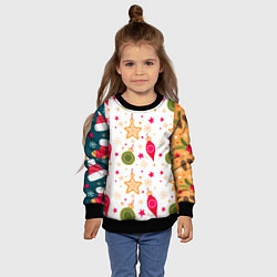 Свитшот детский Новогодние паттерны комбинация, цвет: 3D-черный — фото 2