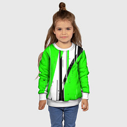 Свитшот детский Black and white vertical stripes on a green backgr, цвет: 3D-белый — фото 2