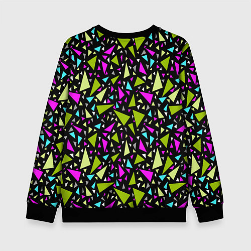 Детский свитшот Неоновые разноцветные треугольники на черном / 3D-Черный – фото 2