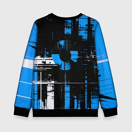 Детский свитшот Сине-белый гранж на чёрном фоне / 3D-Черный – фото 2
