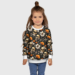 Свитшот детский Маки и черепа, цвет: 3D-белый — фото 2