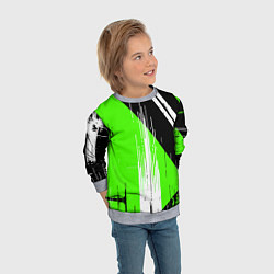 Свитшот детский Вертикальные чёрные линии на зелёно-белом фоне, цвет: 3D-меланж — фото 2