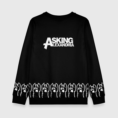 Детский свитшот Asking Alexandria - кот рок / 3D-Черный – фото 2