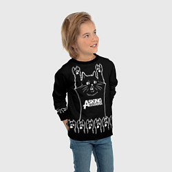 Свитшот детский Asking Alexandria - кот рок, цвет: 3D-черный — фото 2