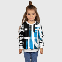 Свитшот детский Чёрно-синие вертикальные и горизонтальные полосы н, цвет: 3D-белый — фото 2