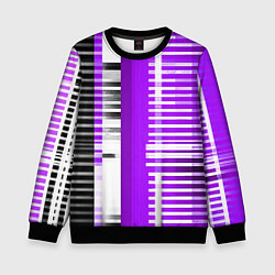 Свитшот детский Белые полосы на чёрно-фиолетовом фоне, цвет: 3D-черный