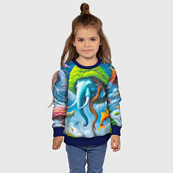 Свитшот детский Сюрреализм со слоном и рыбами - нейроарт фантазия, цвет: 3D-синий — фото 2