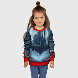 Свитшот детский Замок Дракулы и неоновые грибы - нейроарт фантазия, цвет: 3D-красный — фото 2