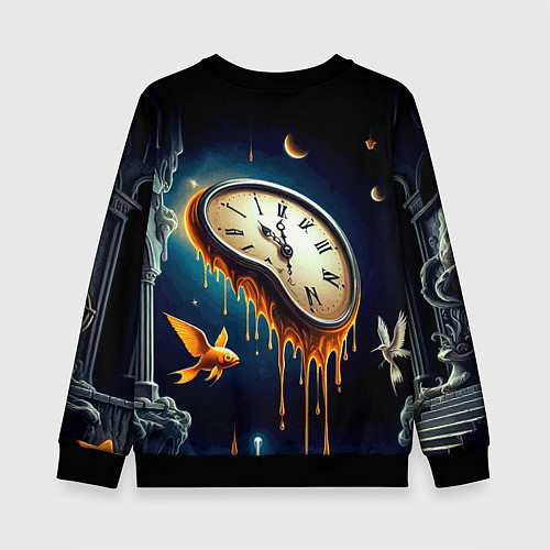 Детский свитшот Течение времени - сюрреализм / 3D-Черный – фото 2