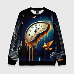 Свитшот детский Течение времени - сюрреализм, цвет: 3D-черный