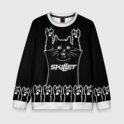 Свитшот детский Skillet: cat rock, цвет: 3D-белый