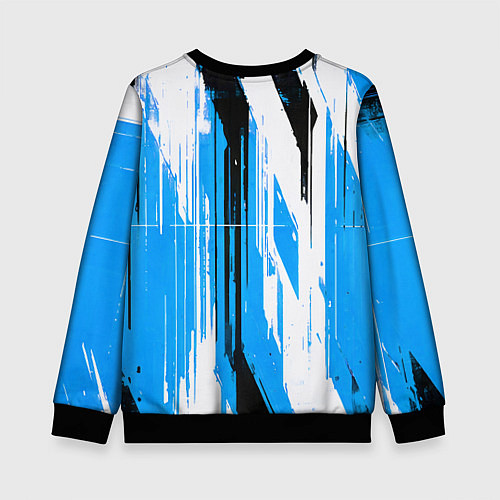 Детский свитшот Вертикальные чёрно-белые линии на синем фоне / 3D-Черный – фото 2