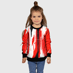 Свитшот детский Вертикальные чёрно-белые линии на красном фоне, цвет: 3D-черный — фото 2