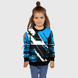 Свитшот детский Diagonal black and white stripes on a blue backgro, цвет: 3D-черный — фото 2