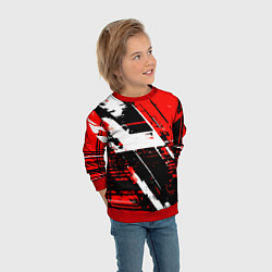 Свитшот детский Diagonal black and white stripes on a red backgrou, цвет: 3D-красный — фото 2