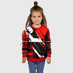 Свитшот детский Diagonal black and white stripes on a red backgrou, цвет: 3D-красный — фото 2